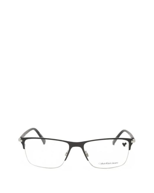 Calvin Klein White Rectangle-Frame Glasses for men