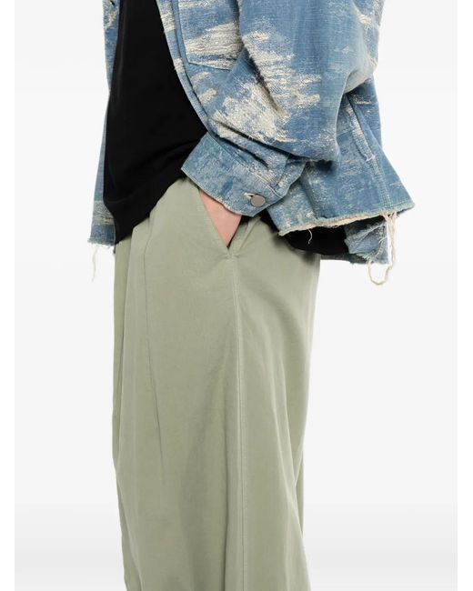 CROQUIS Green Rear Elatic Waistband Wide-Leg Trousers for men