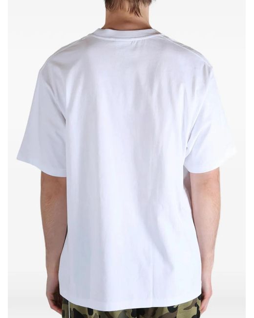 A Bathing Ape White Tree Edge Camo Logo-Print T-Shirt for men