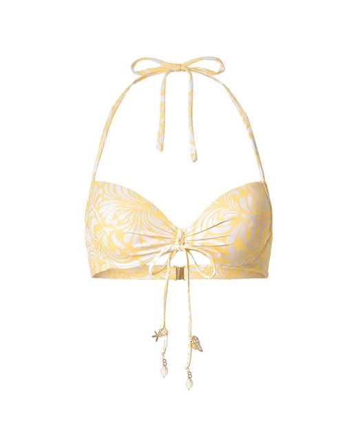 Twinset Metallic Push-Up Bikini Top With Botanical Print