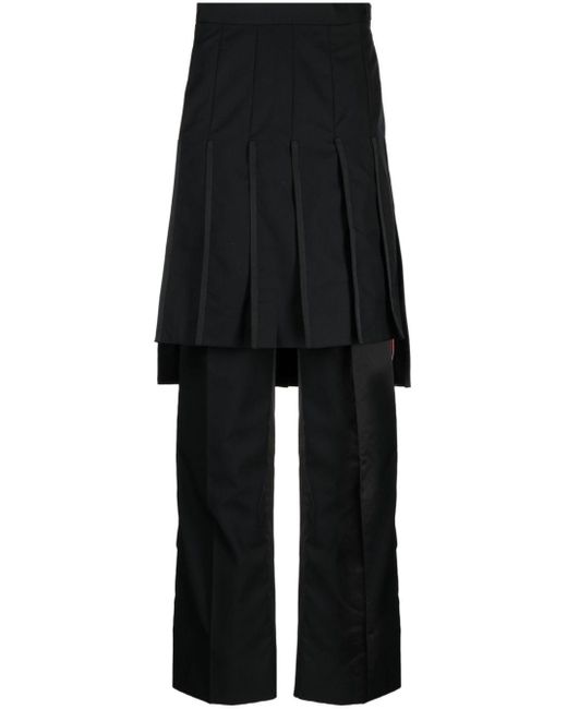 Thom Browne Black Super 120's Collage Pleated Trouser Skirt for men