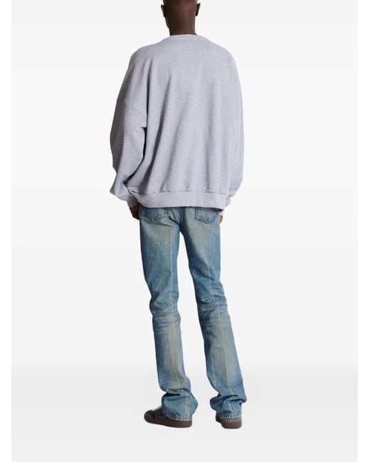 Balmain Blue Printed Cotton Sweater for men