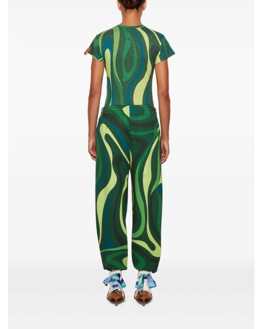 Emilio Pucci T-Shirt Met Abstracte Print in het Green