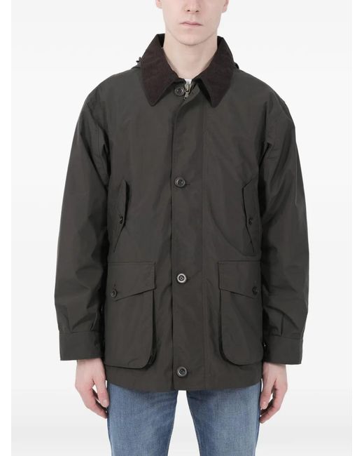 Nanamica Black Hooded Corduroy-Collar Jacket for men