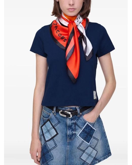 Marc Jacobs Blue Joy-Print Silk Scarf