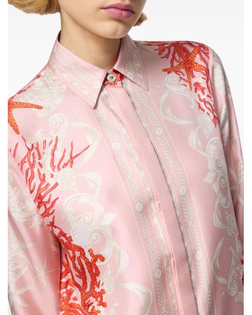 Chemise à imprimés multiples Versace en coloris Pink