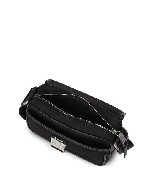 Karl Lagerfeld Black K/Nylon Buckle Messenger Bag for men