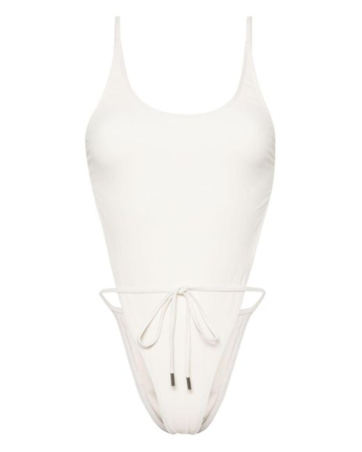 Saint Laurent White Tied Open-Side Swimsuit