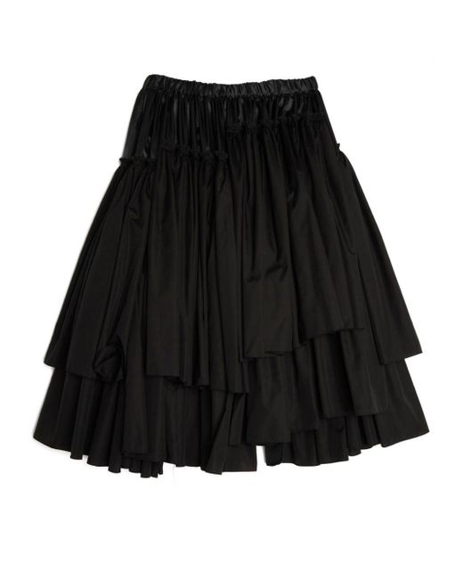 Comme des Garçons Black Ruffled Cotton Satin Skirt