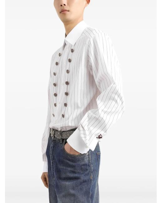 Dolce & Gabbana White Crystal-Embellished Shirt for men