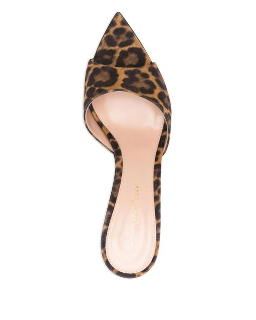 Gianvito Rossi Brown 90Mm Leopard-Print Open-Toe Mules