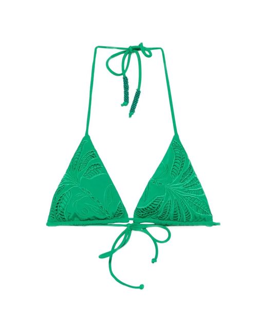 Farm Rio Green Embroidered Triangle Bikini Top