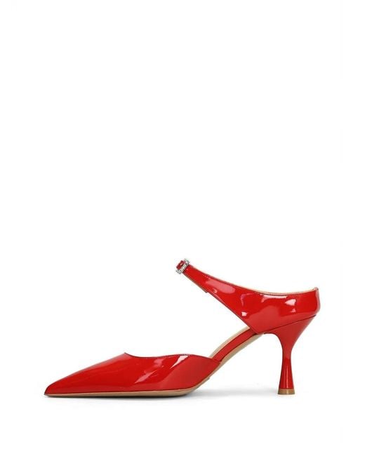 Fratelli Russo Red Patent-Finish Crystal-Embellished Pumps