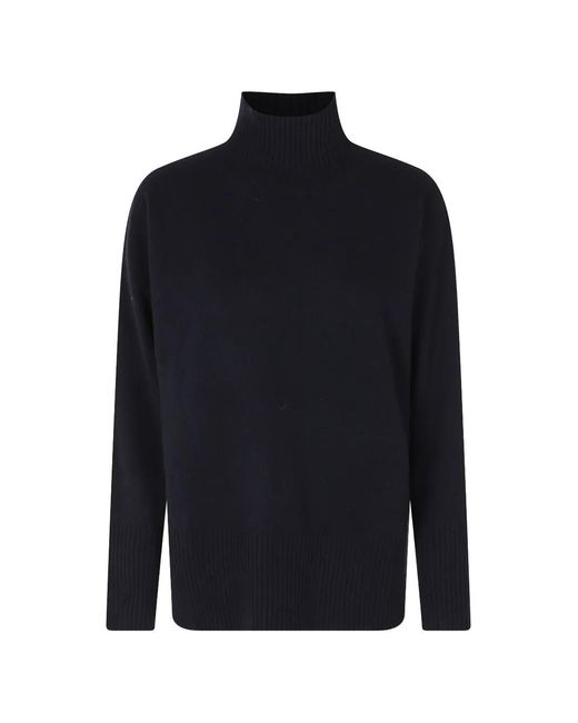 Roberto Collina Blue Ribbed-Trim Turtleneck Sweater