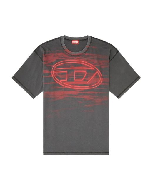DIESEL Gray Logo-Print Tee for men