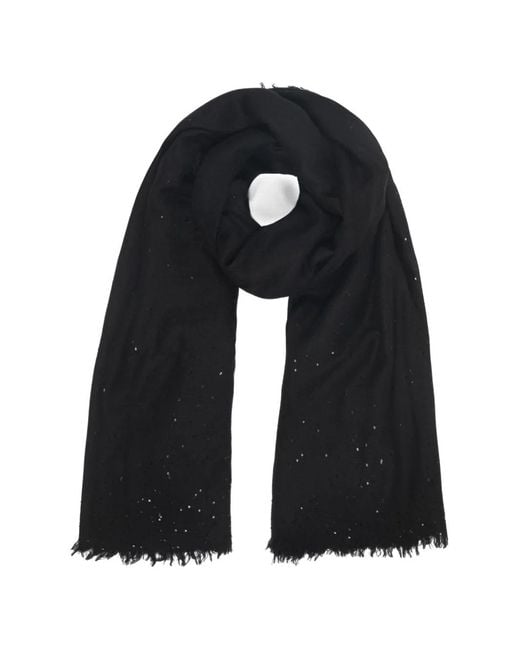 Faliero Sarti Black Sequin Fringed Scarf