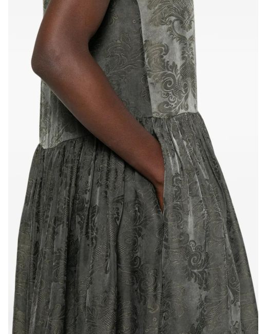 Uma Wang Gray Ardal Jacquard-Pattern Midi Dress