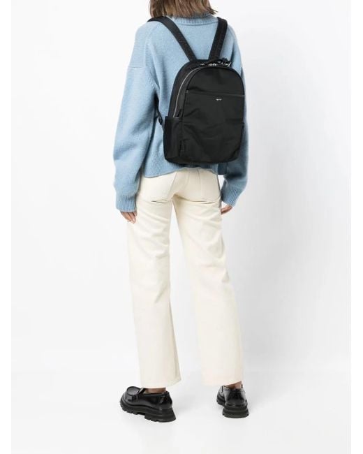 Agnes B. Black Logo-Charm Zip-Around Backpack