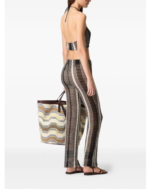 Missoni White Striped-Pattern Halterneck Top