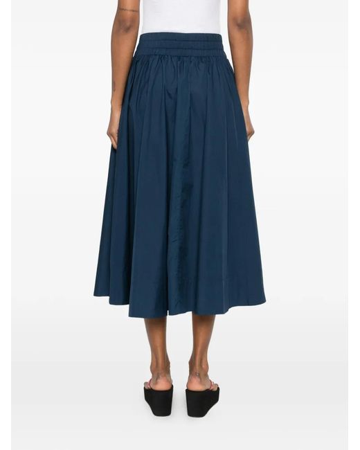 Suzie Kondi Blue Kyria Elasticated-Waist Gathered Midi Skirt