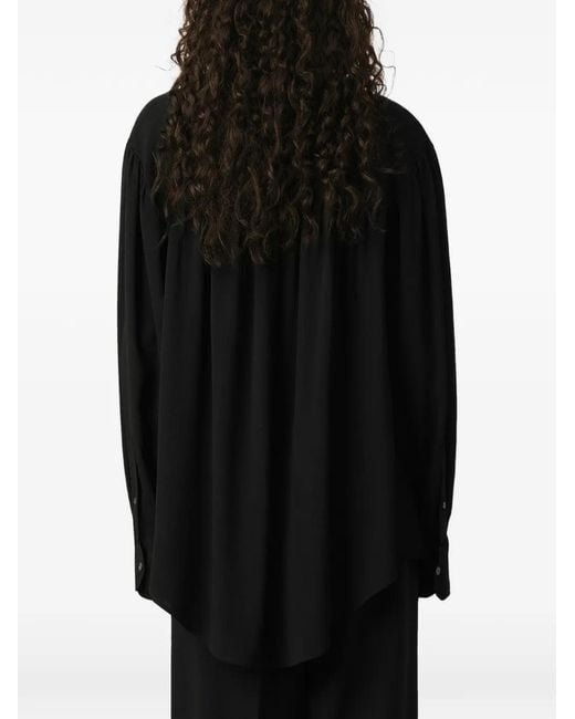AMI Black Blouse En Soie À Col Lavallière