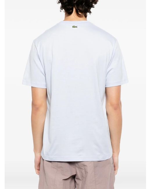 Lacoste White Logo-Embroidered T-Shirt