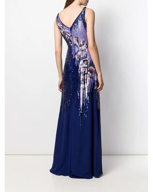 Emilio Pucci Blue Sequin Embellished Peony Dress