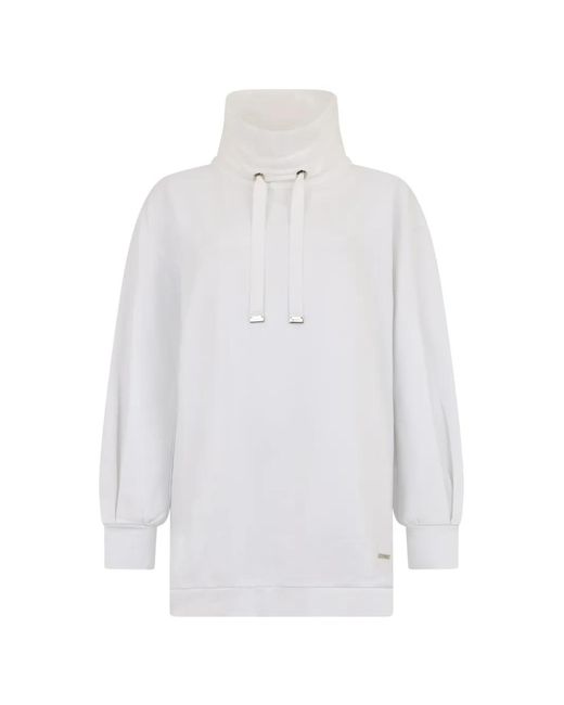 Moorer White Drawstring High-Neck Sweater