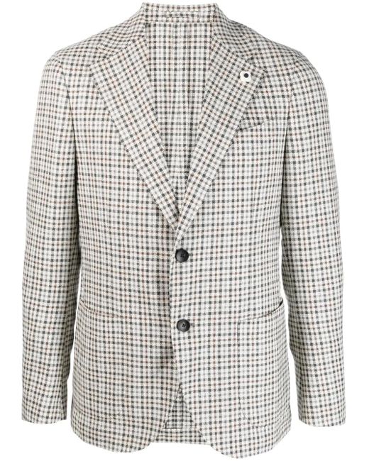 Lardini Gray Single Breasted Wool-Blend Blazer for men