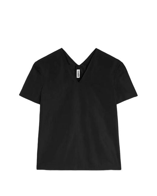 Jil Sander Black V-Neck T-Shirt