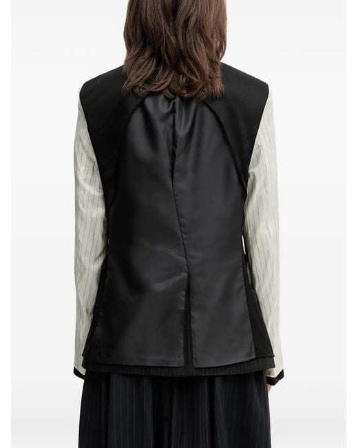 ANDERSSON BELL Black Pinstripe-Pattern Reversible Blazer