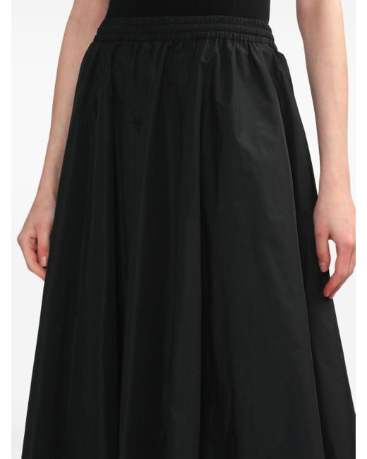 Juun.J Black Pleated A-line Midi Skirt