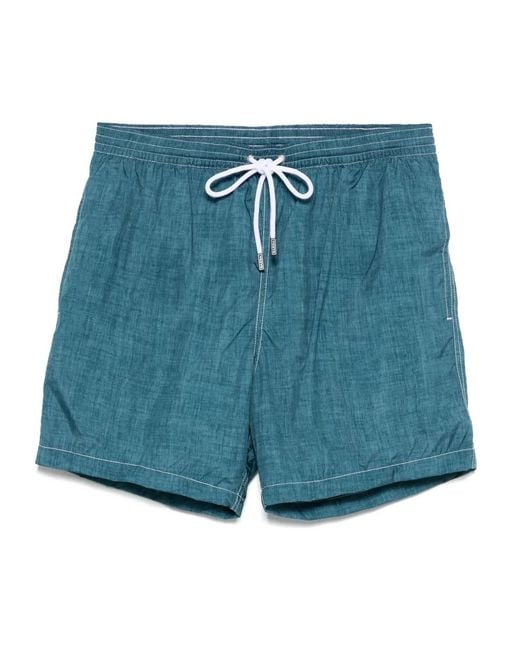 Barba Napoli Blue Logo-Patch Swim Shorts for men