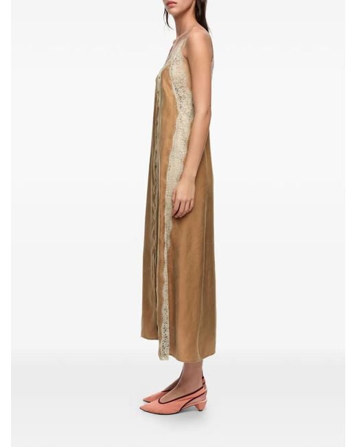 Bimba Y Lola Natural Lace-Detail Midi Dress