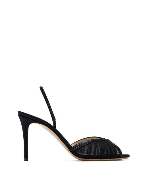 Andrea Wazen Black Jen Embellished Pumps