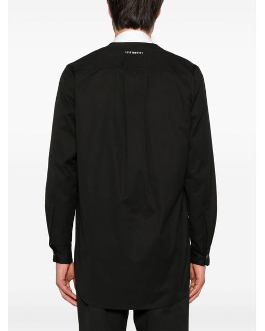 Societe Anonyme Black V-neck Cotton Shirt for men