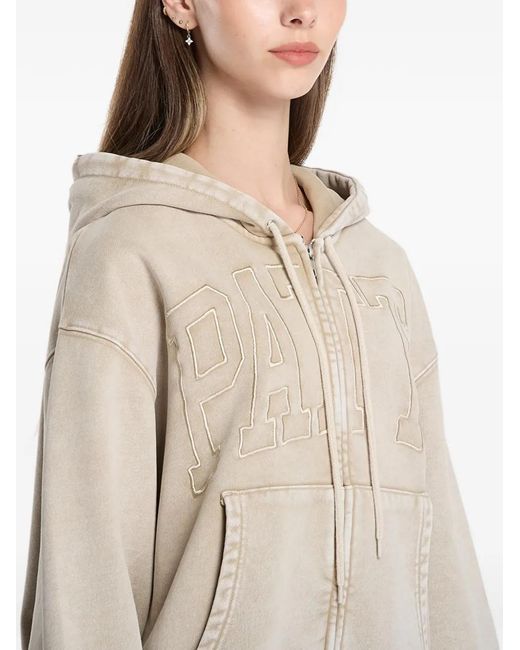 PATTA Natural Logo-Appliqué Zip-Up Hoodie