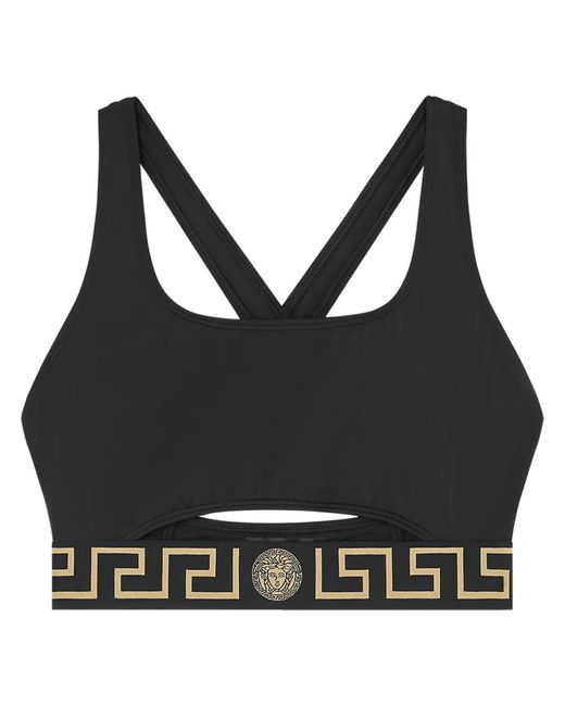 Top De Bikini Greca Border Versace de color Black