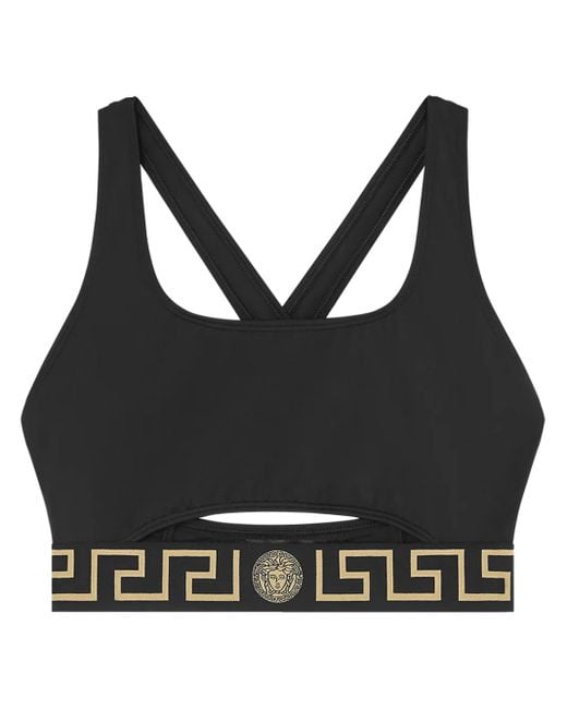 Versace Black Greca Border Bikini Top