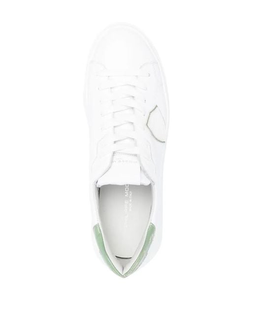 Philippe Model White Logo-Patch Low-Top Sneakers for men