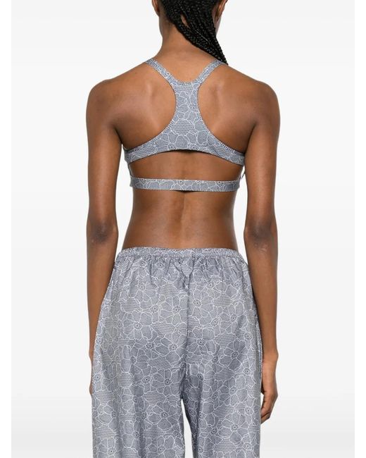 Adidas By Stella McCartney Blue T-Back Printed Performance Tank Top