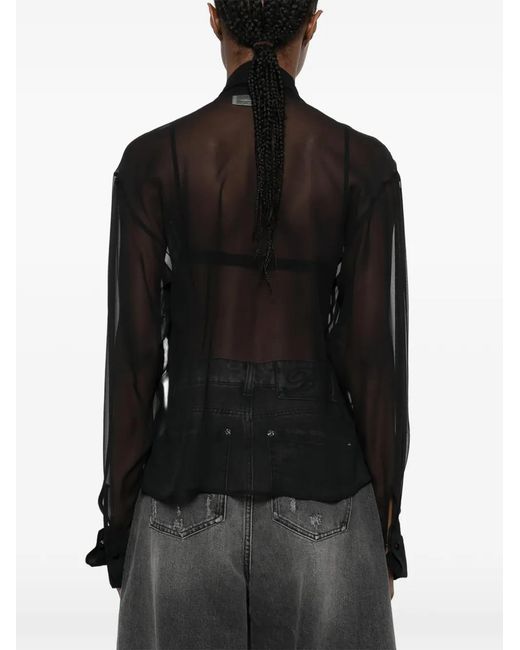 Blumarine Black Tie-Neck Blouse