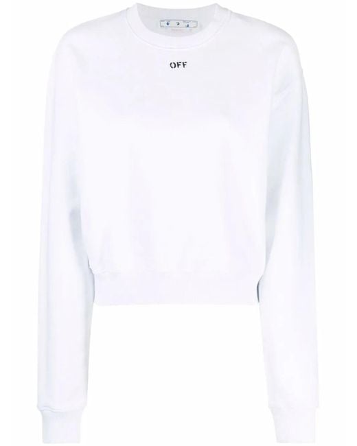 Off-White c/o Virgil Abloh White Off-Stamp Cropped Sweatshirt