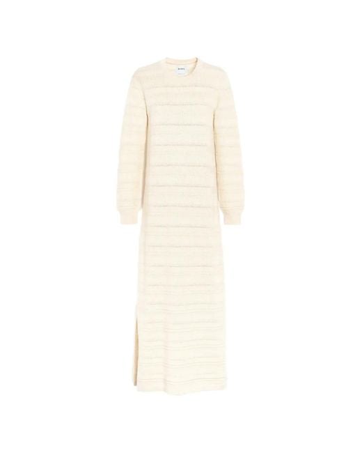Barrie White Lace-Stripe Knitted Maxi Dress