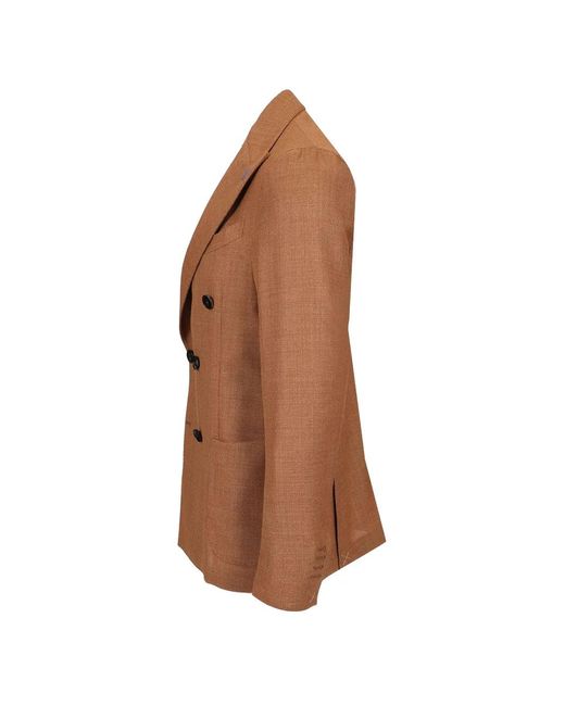 Guarinucci Brown Double-Breasted Wool Blazer for men