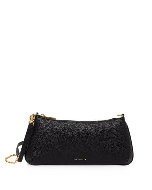 Coccinelle Black Mini C-Me Logo-Print Chain-Link Crossbody Bag