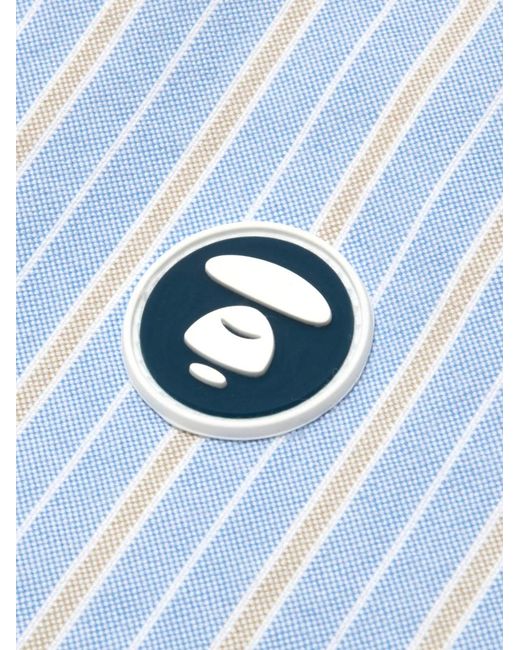 Aape By A Bathing Ape Blue Striped Logo Shirt for men