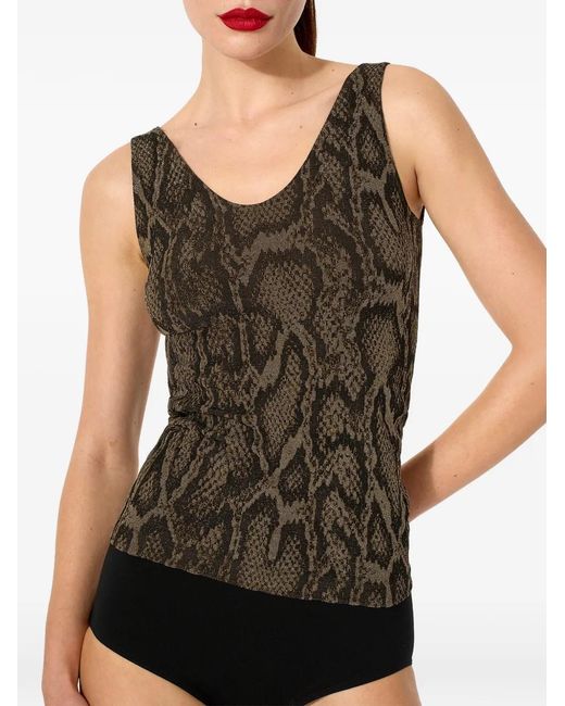 Wolford Tanktop Met Pythonprint in het Brown