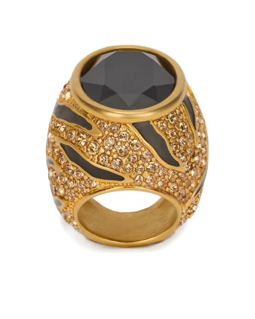 Anillo con detalle de cristales Roberto Cavalli de color Metallic