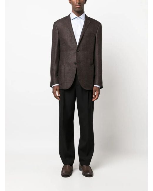 Corneliani Black Check-Pattern Cashmere Blazer for men